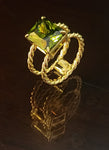 Birth stone ring month color, 18k plated gold - double rope ring band, Boldness for Her.