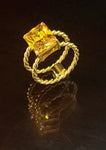 Birth stone ring month color, 18k plated gold - double rope ring band, Boldness for Her.