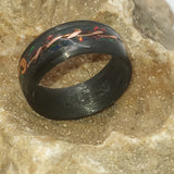 Boldness SINGLE ADULT- Exotic Carbon Fiber Ring Band, with "Black Fire".