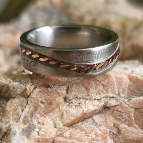 Boldness Rope Inside Titanium Ring Family Set "Expression To My Daughter "